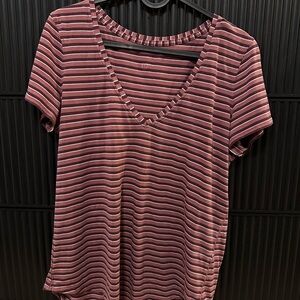 lululemon athletica Striped V-Neck Tee